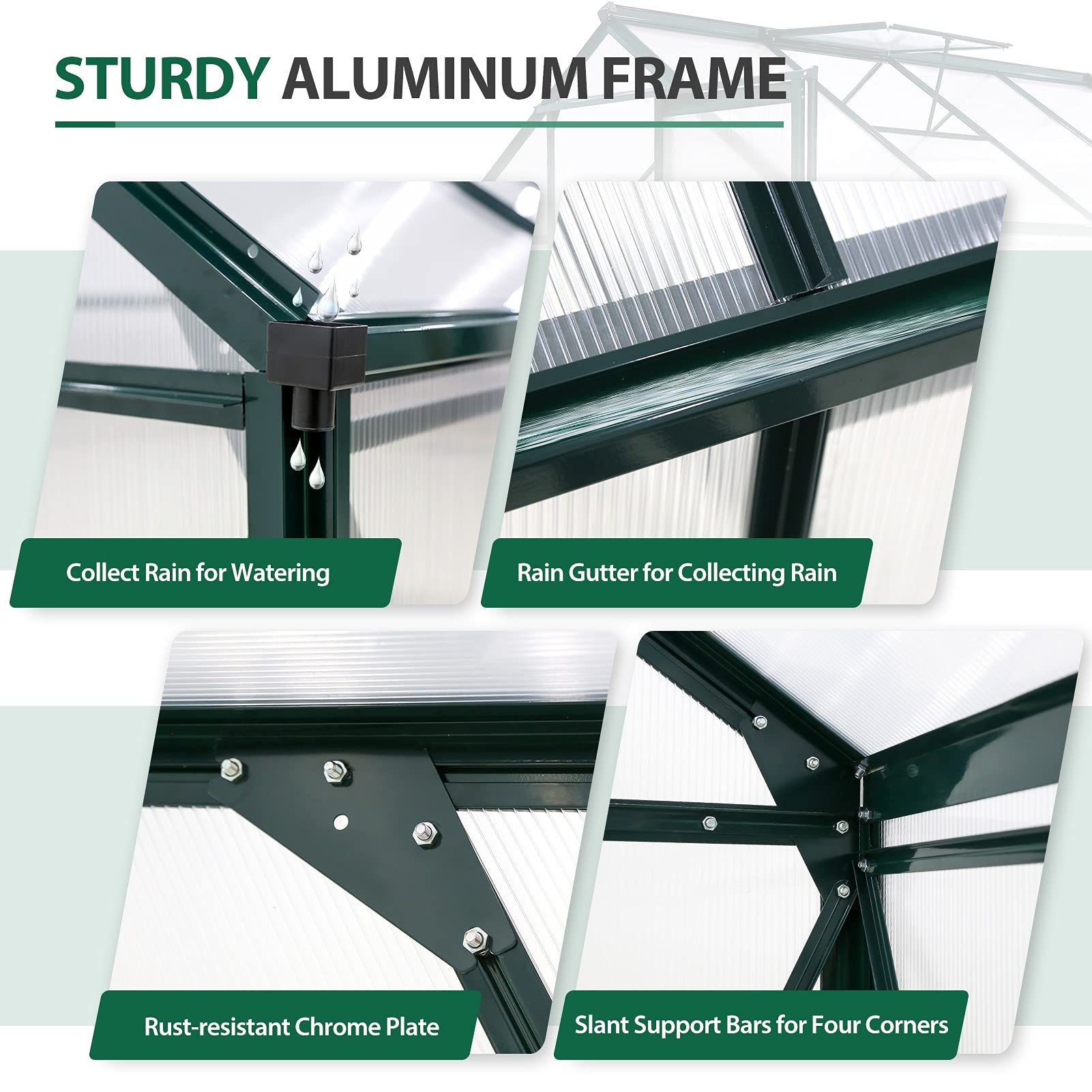 6' x 8' x 7' Outdoor Walk-in Hobby Greenhouse with Sliding Door & Ventilation Window