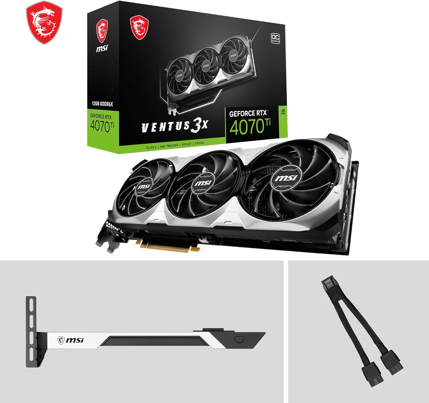 MSI GeForce RTX 4070 Ti VENTUS 3X 12G OC Gaming Graphics Card - 12GB GDDR6X, 2655 MHz, PCI Express Gen 4, 192-bit, 3x DP v 1.4a, HDMI 2.1a (Supports 4K & 8K HDR)
