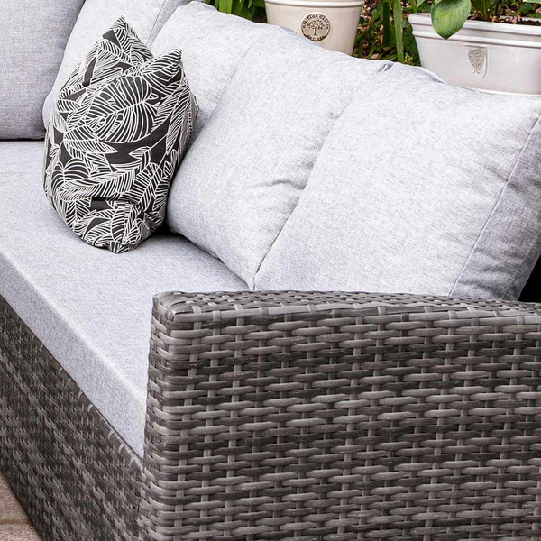 Aston Rattan Corner Sofa Set - Grey LED Cantilever Parasol - 9 Seater - Grey