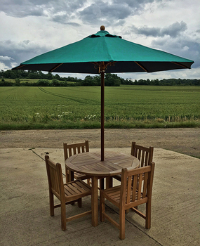 Round Solid Teak 8 Seater Table with Grisdale Chairs Garden