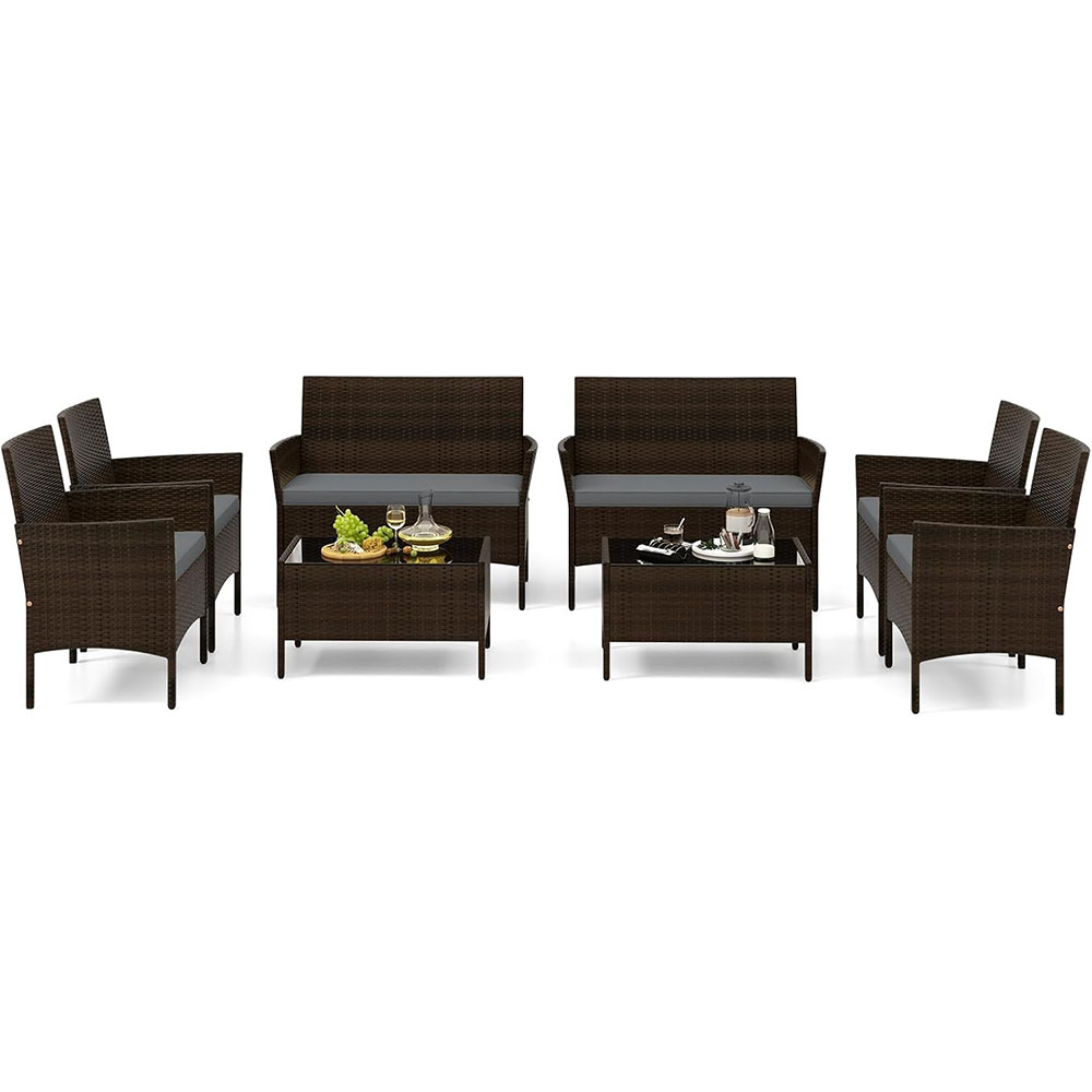Tangkula 8-piece patio rattan reception set, outdoor wicker furniture set