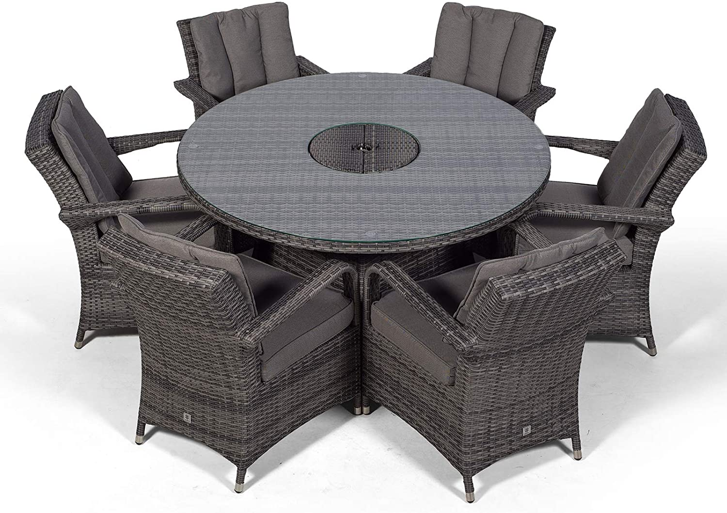 Arizona Deluxe 6-Seat Grey Rattan Cutlery Set with Ice Bucket Beverage Cooler